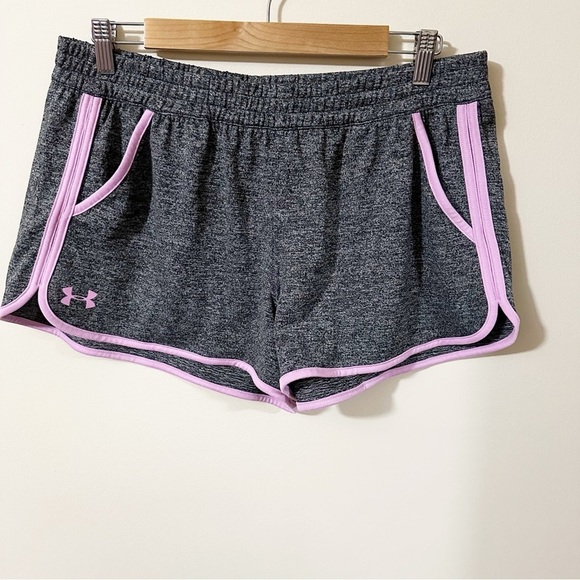 Under Armour Pants - Under Armour Heat Gear Loose Fit Gray Purple Athletic Shorts Sz L Pockets